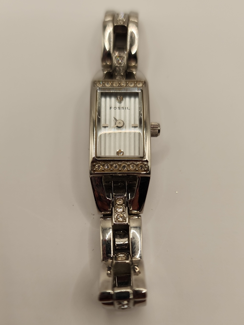 Fossil Silver Tone Crystal Accent Women's Bracelet Watch